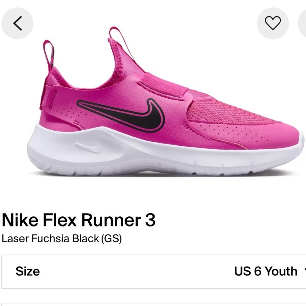 Nike Flex Runner 3 Fuchsia and Black Sneakers Size 6Y